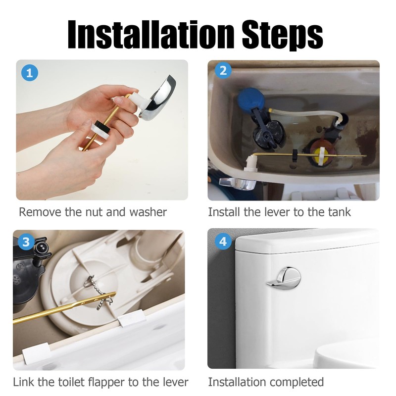 Toilet Handle Replacement Kit, Front Mount Universal Toilet Lever Flush