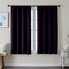 Simplebrand Ava Blackberry - Cortinas opacas cortas para recámara de 54 pulgadas de largo, juego de 2 paneles con aislamiento térmico sólido, cortinas opacas de tratamiento de ventana de ahorro de
