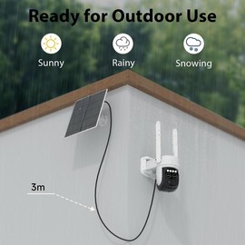 Techno Security Camera Wireless Outdoor 1PC, Solar Cameras for Home Security, Dual Lens Camera with 360°Pan & Tilt, Human Auto Tracking,2K Color Night Vision, 2-Way Talk, No Monthly Fee, Alexa Compatible