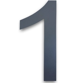 MOLVCE House Number, Anthracite, Stainless Steel, Height 20 cm, RAL 7016 Anthracite House Number, Solid Stainless Steel, Fine Structure, Powder Coated, Arial Font - Number 1