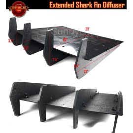 SDeelCase 23" x 22" Rear Bumper Diffuser Wind Blade Extension Splitter 4 Fins For Subaru