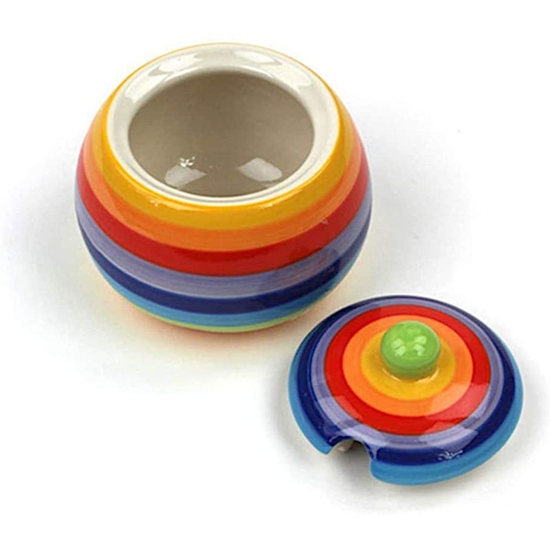 Purity Style Hand Painted Rainbow Stripe Sugar Bowl
