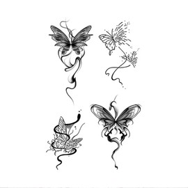 Tattoo Stickers Butterfly Ink Color 2 Weeks Waterproof Korean Henna Tattoo Butterfly Black