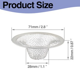 Piutouyar 2 Pack Stainless Steel Kitchen Sink Strainer, 2.8 Inch Diameter Mesh Basket Large Round Filter Kitchen Drain Strainer Food Catcher for Bathroom Bathtub Wash Basin Garbage