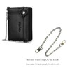 Men Wallet with Chain Vegan Faux Leather Bifold Wallet for