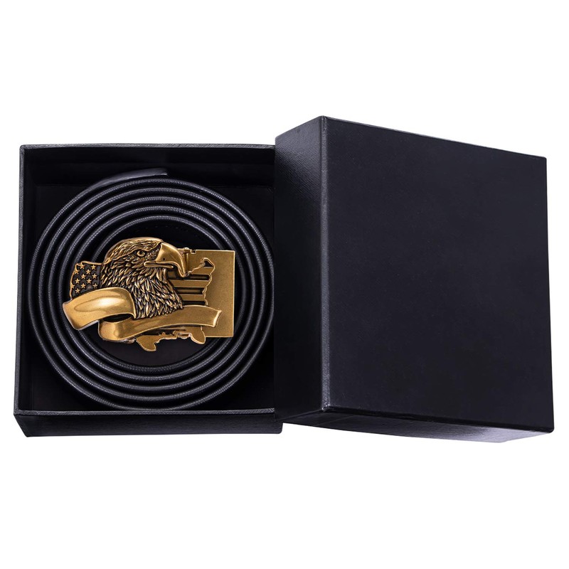 Barry.Wang Eagle Belt for Mens Ratchet Buckle Real Leather Business
