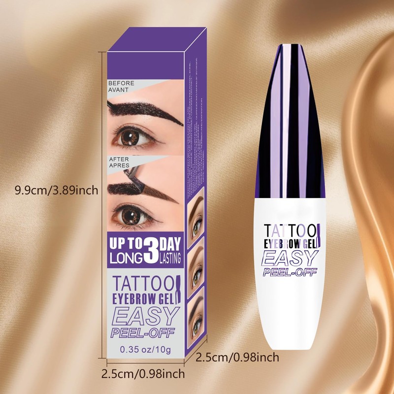 3Pcs Easy Peel-Off Eyebrow Gel,3 Colors Qiciy Tattoo Eyebrow Gel