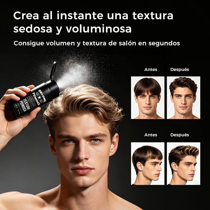 2PCS Polvo Texturizador Cabello Hombre,Polvo para Peinar Hombre