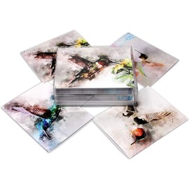 Small World Greetings Watercolor Hummingbird Note Cards 24 Count - Blank Inside with White Envelopes - A2 Size 5.5" x 4.25" - Summer Greeting Cards - Bird Stationery