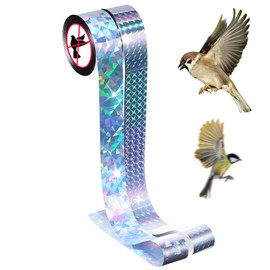 Meng Jiaran 2 Rolls Bird Scare Tape, 50m x 2.4cm Reflective Bird Deterrent, Double Side Pigeon Deterrent to Scare Pigeons for Garden Farm Orchard