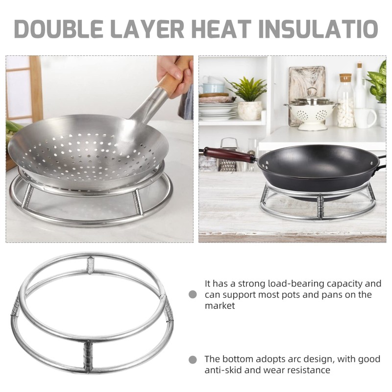 Angoily Wok Ring Rack Stainless Steel Double Layer Wok Pot