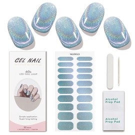 JMEOWIO Nagelfolie Blau Lila Glitzer Gel Nagelfolien Selbstklebend Nail Sticker Uv Härtend Dekoration Nageldesign Zubehör
