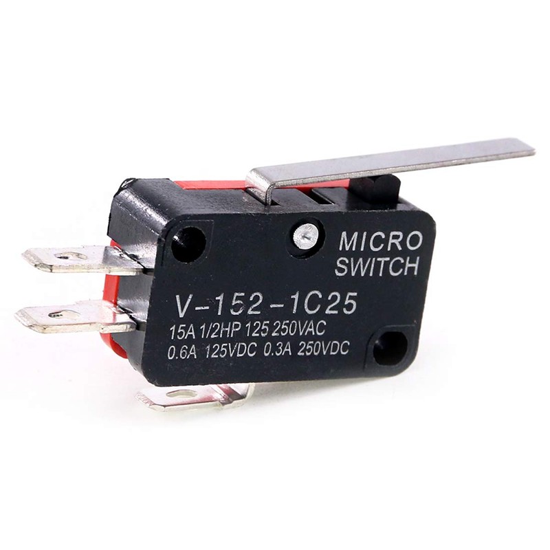 Swpeet 10Pcs V-152-1C25 Micro Limit Switch Long Hinge Roller Momentary