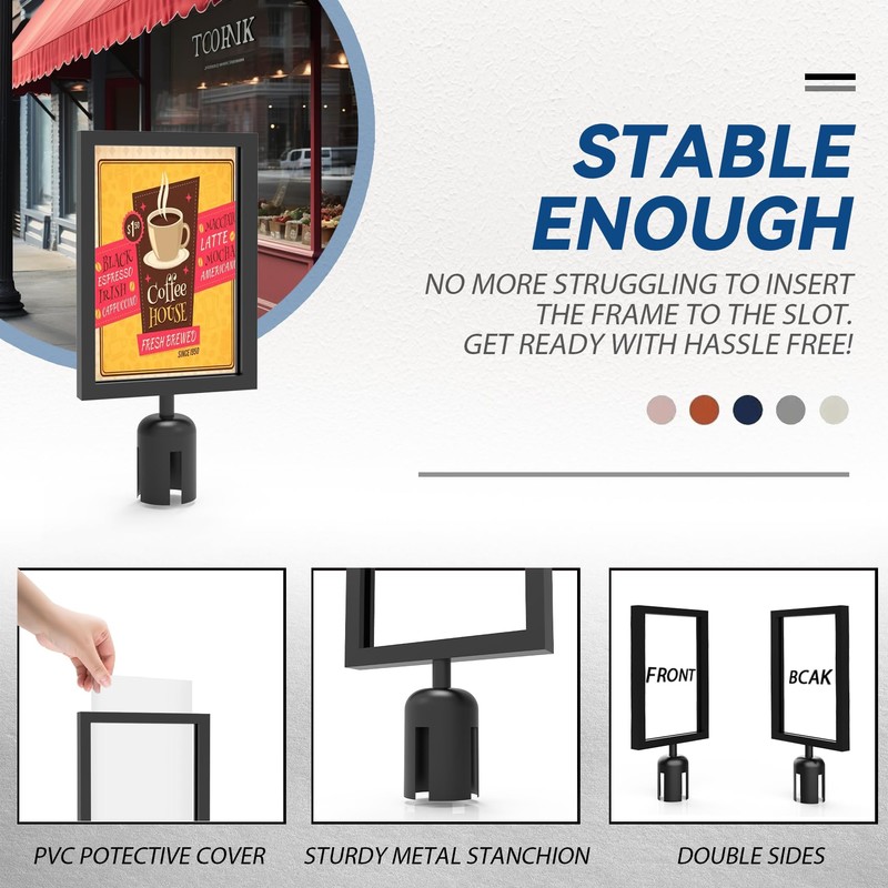 Estleys 3 Pcs Stanchion Sign Holder 8.3 x 11.7, Portrait