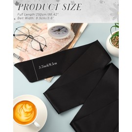 Glitopper Women Satin Waist Belts Dress Sash Waist Belt for Special Occasion Bridal Wedding Prom Formal 3.5'' Wide(Black)