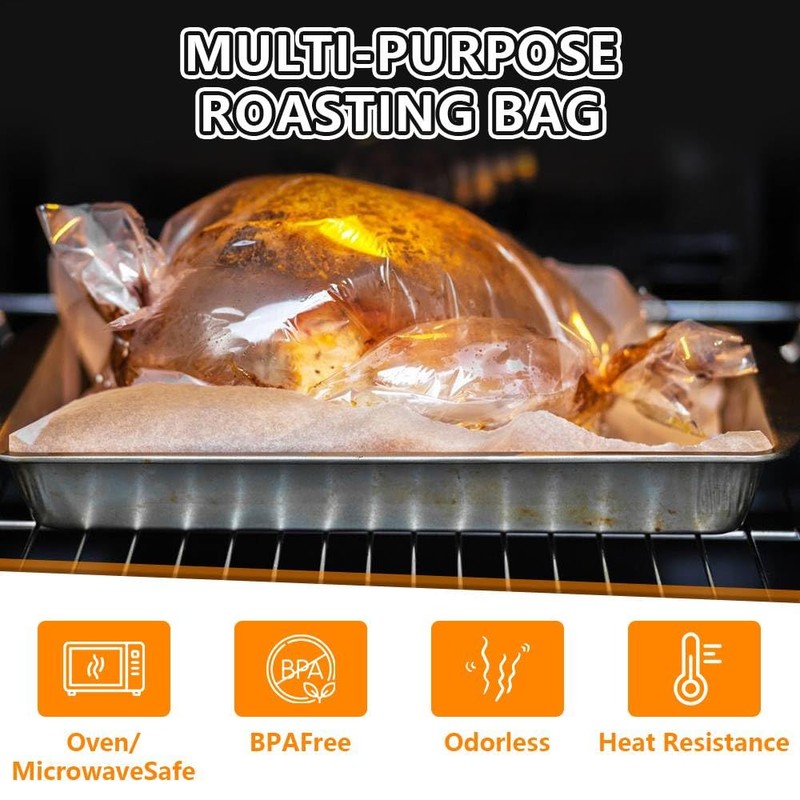 Henyall 24pk Roasting Bags for Oven (Including Ties),Multi-Purpose Cooking Bags