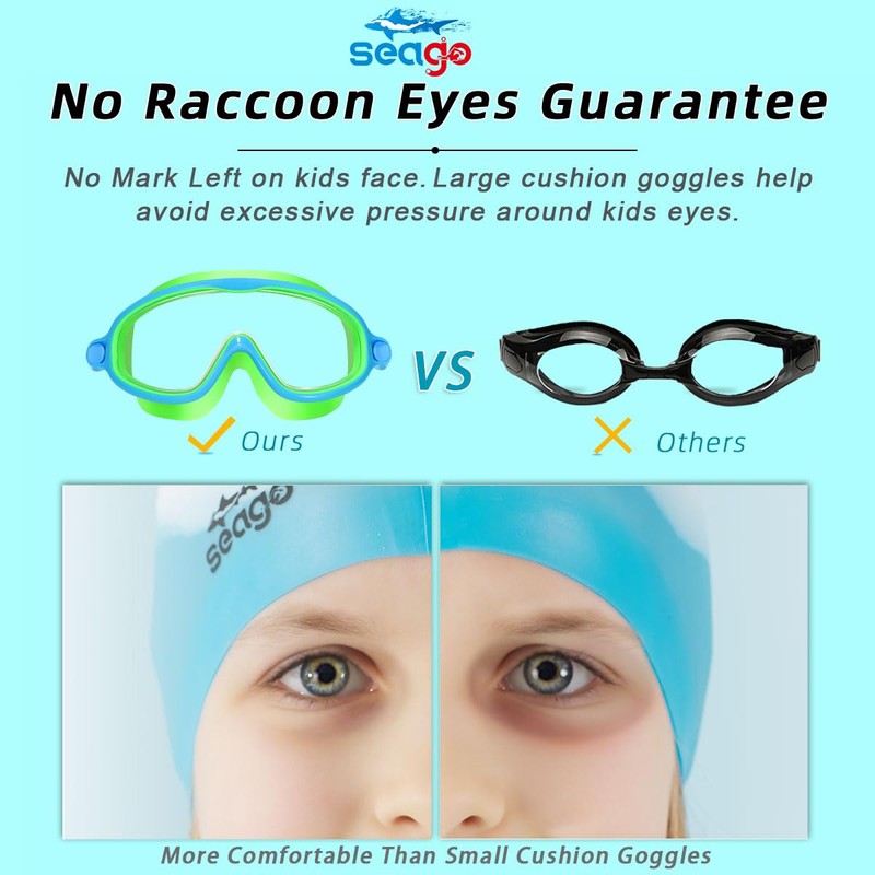 Seago Swim Goggles 2 Pack Anti-Fog Anti-UV Wide View Swimming