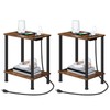 HOOBRO Side Table with Charging Station, Set of 2 End