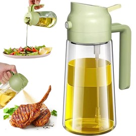 Olive Oil Sprayer Mister for Cooking,2 in 1 Olive Oil Dispenser Bottle for Kitchen,17oz Oil Sprayer for Cooking,Premium Glass Oil Mister Bottle for Air Fryer,Barbecue,Salad,Frying,BBQ (Green 1 Pack)