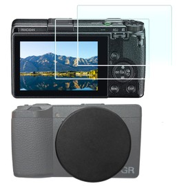 Lens Cap + Screen Protector Cover for Ricoh GR III GRIII Camera(for Accessories),LCD Screen Protector + Aluminum Ricoh GRIII Lens Cap with Flocking
