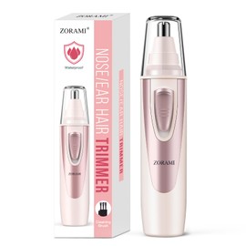Ear and Nose Hair Trimmer Clipper - 2026 Professional Painless Eyebrow & Facial Hair Trimmer for Men Women, Battery-Operated Trimmer with IPX7 Waterproof, Dual Edge Blades for Easy Cleansing Rose Pink