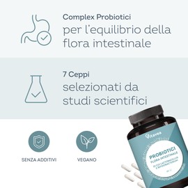 Fermenti Lattici Probiotici - 7 Ceppi Selezionati - 28 milliardi di UFC - Supporto Flora Intestinale - Senza Glutine e Lattosio - Benessere Digestivo e Sistema Immunitario - 60 Capsule - Vitavea