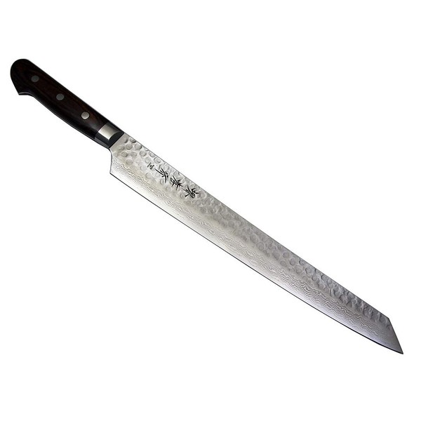 V Gold No. 10 Interrupt Damascus 17 Layer Hammer Cut Yanagi Blade 300