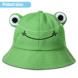 Cute Frog Bucket Hats Fisherman Cap Summer Beach Sun Protection Cap for Adults (Green, 1)