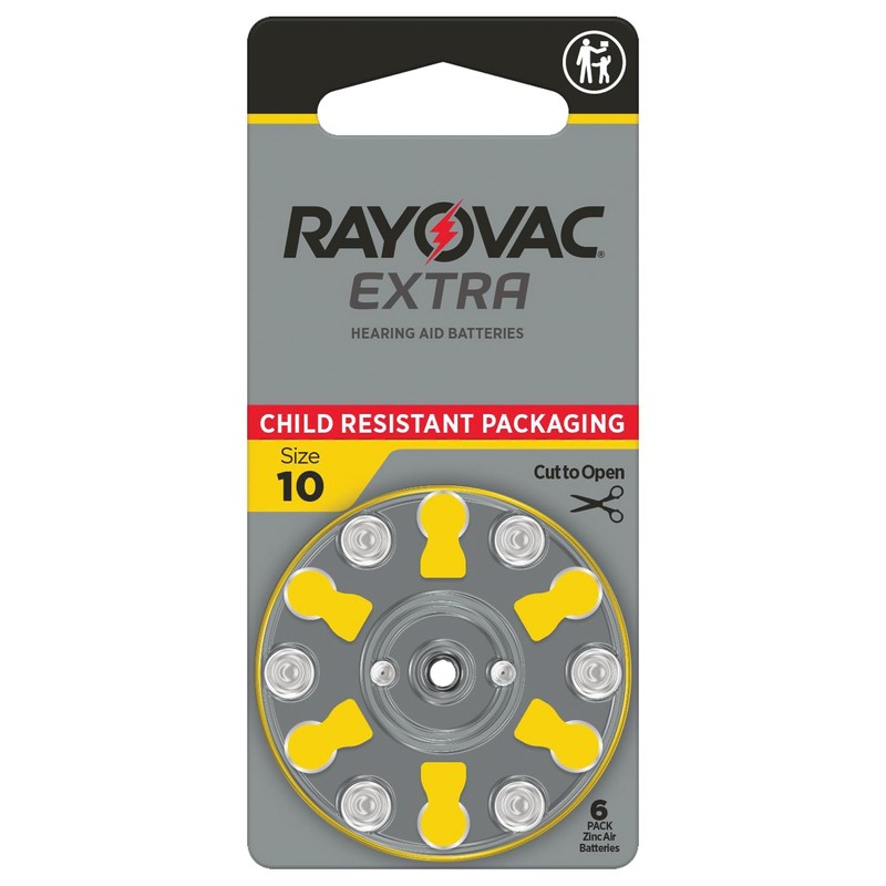 Rayovac Extra Hearing aid Batteries Size 10. Long-Lasting Mercury-Free zinc-air