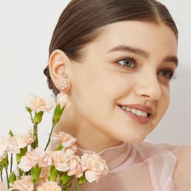 GIGI ARIA 14K Gold Plated Real 925 Sterling Silver Rose Gold Cute Cherry Blossom Flower Studs Earrings For Women Trendy Jewelry Hypoallergenic (01 Rose Gold)