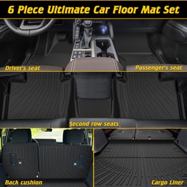 Floor Mats Cargo Mat Fit for Toyota Land Cruiser Prado LC250 2024 2025 All Weather TPE Car Mats Full Set, 1st 2nd Row Floor Liner & Backrest Mat & Cargo Liners