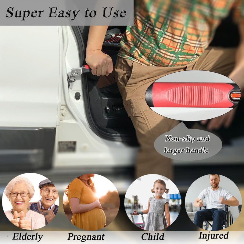 Foldable Car Door Handle for Elderly with Adj. Standing Aid