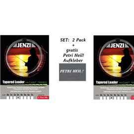 Set: 2 Pack Knotless Tapered Leader 3x/0.2/0.4 + Free Petri Heil. [German Language