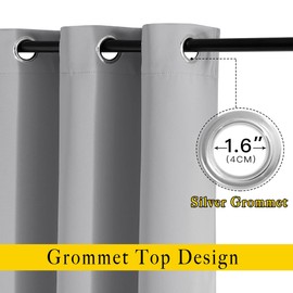 NICETOWN Sliding Door Curtains, Wide Thermal Blackout Patio Door Curtain Panel, Sliding Door Drapes/Draperies with Grommet Top (Silver Gray, W84 x L84)