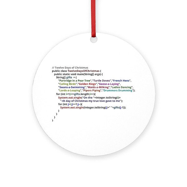 CafePress Twelve Days of Christmas in Java Round 4" MDF