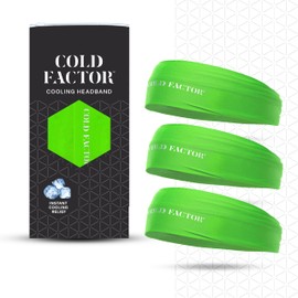 COLD FACTOR Instant Cooling Headband 3 Pack (Lime) | Advanced Chemical-Free Evaporative Cooling Technology |2+ Hours of Cooling | Ideal for Sports, Yoga, Outdoor Activities Like Hiking & Golf