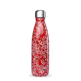 Qwetch - Insulated Originals Bottle - Flowers red 260ml - Stainless Steel Bottle - 24h Cold and 12h Hot - Waterproof, BPA Free & Reusable