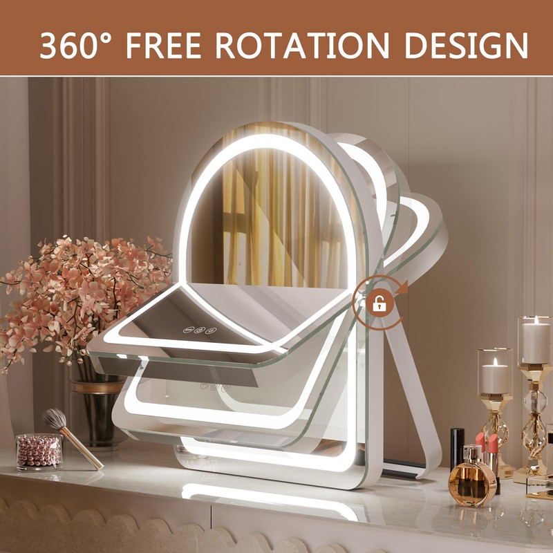 Hasipu Vanity Mirror with Lights, 11"× 14" Arched LED Makeup