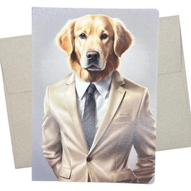 Whitman and Daughter Funny Golden Retriever Greeting Card, Golden Retriever Birthday Card (1 Premium Card, 5X7 Inch) dog card blank for all occasions like engagement, wedding, anniversary - 594