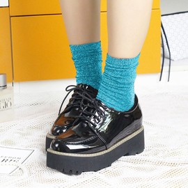 CENAST 2023 - Calcetines para mujer, 2 pares de calcetines de algodón con purpurina, talla 7-9, Azul, Talla única