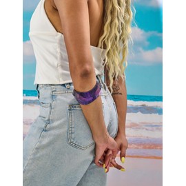 ENSKEFEN Purple Chunky Acrylic Resin Bangle Bracelet for Women Vintage Wide Irregular Geometric Resin Bracelets Bold Statement Heavy Large Acrylic Bangles