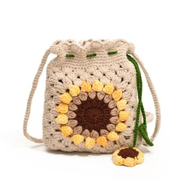 Zawasstu Crochet Crossbody Purse Sunflower Phone Bag Handbag Handmade Knitted Wallet Woven Shoulder Bag for Women Girl