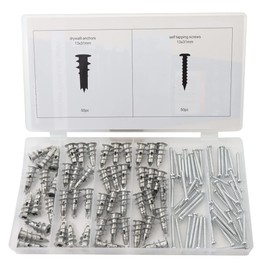Plasterboard fixings Set, 100 Piece Drywall Anchors Size 13 x 31mm (Includes 50 Anchors & 50 Screws)
