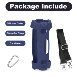 Silicone Cover Case Compatible with Charge 6 Portable Bluetooth Speaker, Portable Protective Travel Case with Shoulder Strap and Carabiner for Charge 6 Wireless Speaker Accessories (Blue)