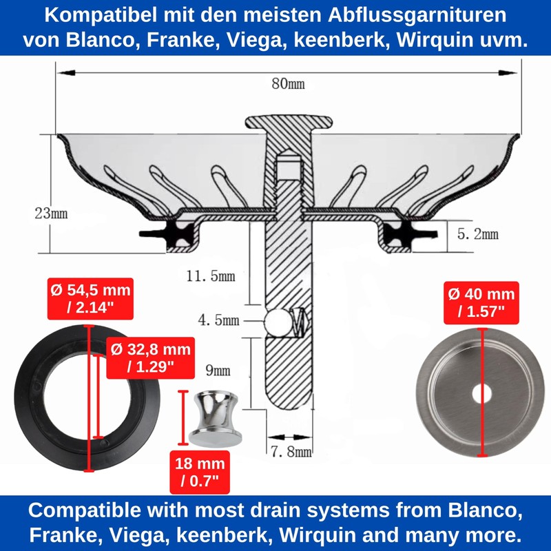 Sink strainer basket, 1 pack, Ø 80 mm strainer basket,