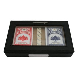 Gamekeepers Cottage gifts Sword Playing Cards and 5 Dice in Black PU Case Poker Gift With Free Engraving 358 TM
