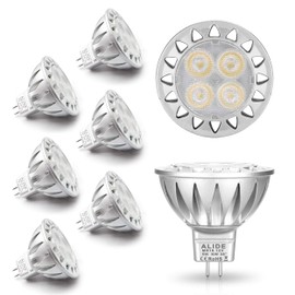 ALIDE MR16 GU5.3 Led Bulbs 5W 4000K Neutral/Natural White,20W-35W Halogen Equivalent,12V MR16 Low Voltage Bulbs for Outdoor Landscape Flood Ceil Track Lighting,Not Dimmable,450lm,38 Deg,6 Pack