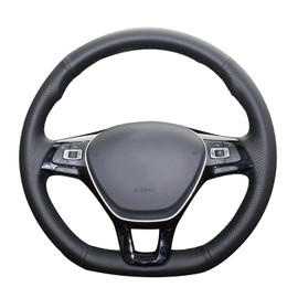 MEWANT Hand Sewing Black Faux Leather Car Steering Wheel Cover for Golf 7 MK7 Polo B8 Tiguan for Leather Steering Wheel