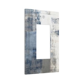 Rustic Turquoise/Navy Blue Gray White Abstract Painting Art Decorative Decorator Wall Plate Teal Grey 1-Gang Electrical Rocker/GFCI Device Outlet Light Receptacle Switchplate Cover Dimmer Jumbo Size