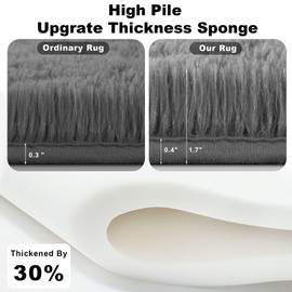 Blivonta Grey Rug for Bedroom, 9x12 Fluffy Area Rugs for Kids Playroom, Furry Carpet for Nursery Room, Shaggy Rug for Teen Living Room, Thick Fuzzy Plush Rug for Dorm, Cute Room Decor for Baby